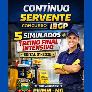 Imagem de capa para o Ebook Apostila Contínuo Servente IBGP 100% Digital - 5 Simulados + 1 Treino Intensivo Final- PDF