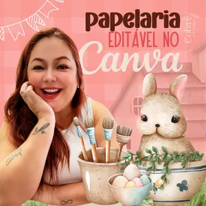Imagem de capa para o Curso online DOCE PAPELARIA EDITÁVEL NO CANVA - PÁSCOA 2024