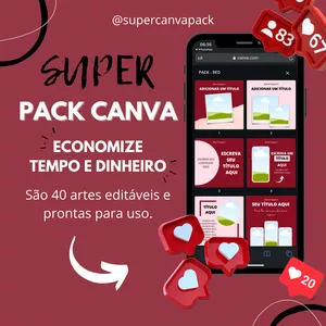 Imagem de capa para o Curso online SUPER CANVA PACK EDITÁVEL - RED | @supercanvapack