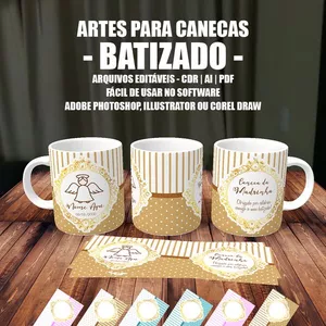 Imagem principal do produto Artes para Canecas - Batizado (Padrinho e Madrinha)