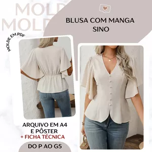 Imagem de capa para o Ebook Blusa com Manga Sino - Molde em PDF