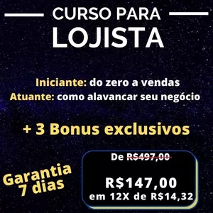 Imagem do curso CURSO PARA LOJISTAS ou INICIE UM NEGÓCIO