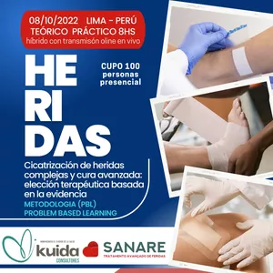 Imagen de portada para Evento presencial CURSO CICATRIZACIÓN DE HERIDAS COMPLEJAS Y CURA AVANZADA: Elección terapéutica basada en la evidencia PRESENCIAL