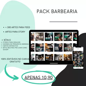 Imagem de capa para o Curso online Pack Canva Barbearia