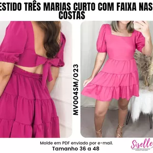Imagem de capa para o Ebook MV04SM/023 - Modelagem em PDF Vestido 3 Marias Curto com Faixa nas Costas 
