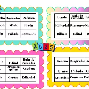 Imagem de capa para o Ebook Bingo dos gêneros textuais 2025.