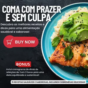 Imagem de capa para o Ebook Coma com prazer e sem culpa: Descubra as melhores receitas e dicas para uma alimentação saudável e saborosa!