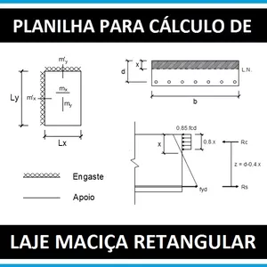 Planilha para cálculo de lajes maciças retangulares por Pedro Henrique Lelis Brito