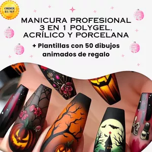 Imagen de portada para Ebook Manicura profesional 3 en 1 polygel, acrílico y porcelana + Plantillas con 50 dibujos animados de regalo