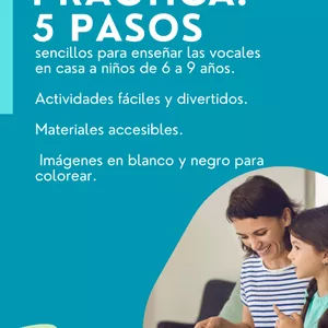 Imagen de portada para Ebook 5 Pasos sencillos para enseñar las vocales en casa.