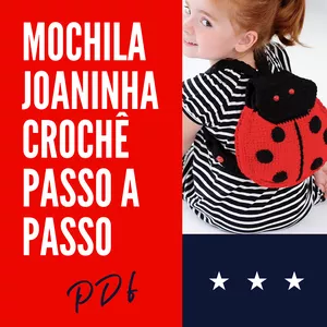 Imagem principal do produto Mochila joaninha Crochetando passo a passo
