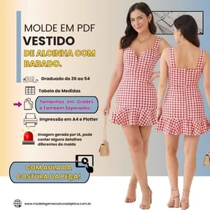 Imagem de capa para o Curso online MOLDE EM PDF -  VESTIDO DE ALCINHA COM BABADO (COM AULA DE COSTURA)