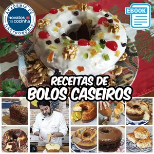 Imagem de capa para o Ebook Livro de Receitas de Bolos Caseiros Novatos na Cozinha