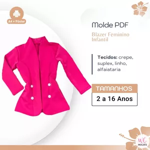 Imagem de capa para o Ebook MOLDE BLAZER FEMININO INFANTIL