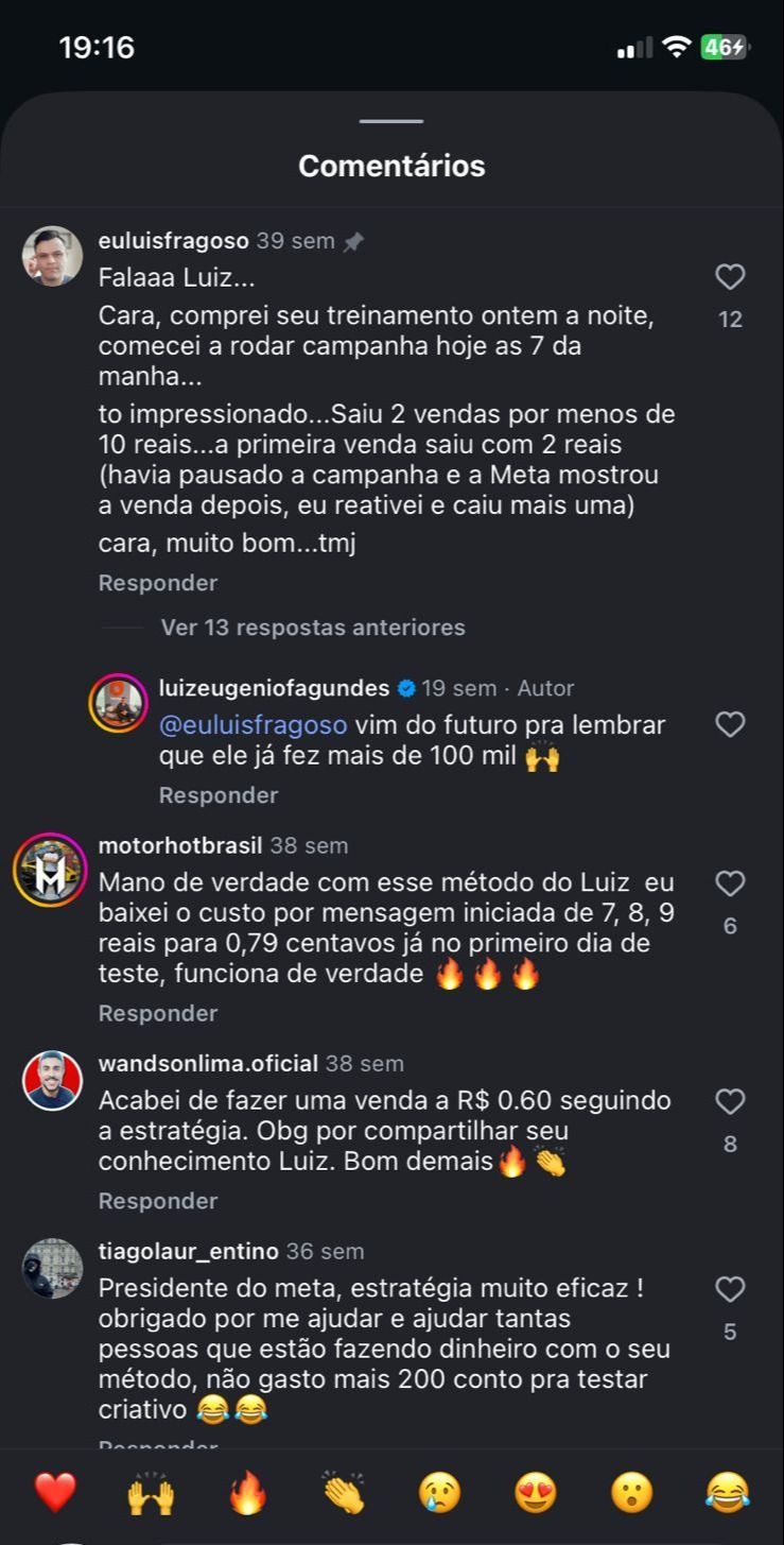 O mesmo cliente comentou no Instagram 1 dia após a compra — 3 meses depois vieram os R$ 100 mil