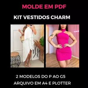 Imagem de capa para o Ebook MOLDE EM PDF - KIT VESTIDOS CHARM
