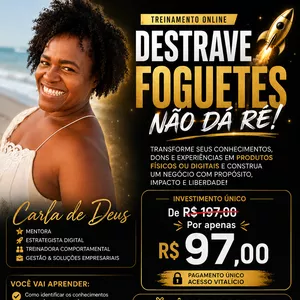 Imagem do curso 🚀 DESTRAVE – FOGUETES NÃO DÁ RÉ  Transforme seus conhecimentos em produtos físicos ou digitais.  De R$ 197,00  Por apenas R$ 97,00