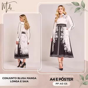 Imagem de capa para o Ebook Conjunto Blusa Manga Longa e Saia