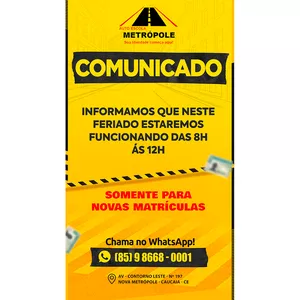 Imagem de capa para o Ebook ARTE EDITÁVEL - Comunicado De Feriado Para Auto Escola - (PHOTOSHOP)psd