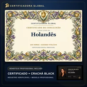 Curso 🔥 BOLSA 100% [APLICADA] - [MATRÍCULA] CURSO DE FORMAÇÃO EM HOLANDÊS - ACESSO VITALÍCIO - CRACHÁ BLACK + REGISTRO - CASHBACK R$ 25 - BÔNUS APOSTILA EXTRA - FP
