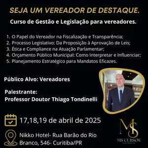 Imagem de capa para o Curso online Curso de Gestão e Legislação para vereadores.