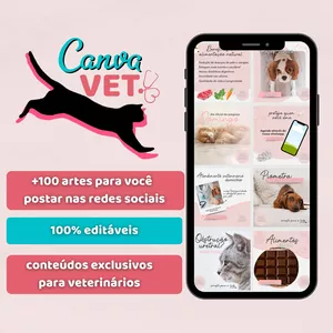 Imagem de capa para o Curso online CanvaVET - Pack com +100 artes editáveis para veterinários!