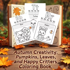 Imagen de portada para Ebook Autumn Creativity: Pumpkins, Leaves, and Happy Critters Coloring Book
