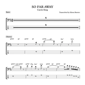 Cover image for Online course SO FAR AWAY (Carole King) Bass Transcription, Score &amp; Tab Lesson