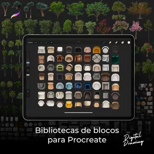 Imagem de capa para o Curso online Bibliotecas de Blocos para Procreate by Digital Drawing