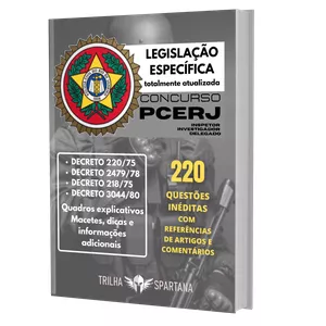 Imagem principal do produto PCERJ - LEGISLAÇÃO ESPECÍFICA COM 220 QUESTÕES COMENTADAS E COM REFERENCIAS