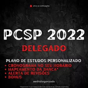 Imagem de capa para o Ebook PLANO DE ESTUDOS PCSP 2022 - DELEGADO