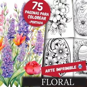Imagen de portada para Ebook Libro colorear Floral 75 páginas