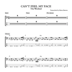 Cover image for Ebook CAN’T FEEL MY FACE (The Weeknd) Bass Transcription, Score &amp; Tab Lesson