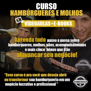Imagem do curso Curso de hambúrgueres, molhos e acompanhamentos  (Vídeo aulas + e-books)
