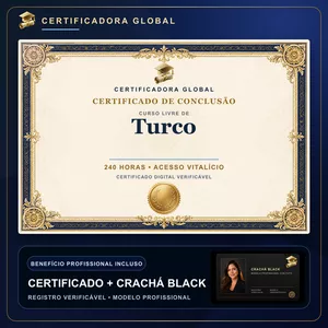 🔥 BOLSA 100% [APLICADA] - [MATRÍCULA] CURSO DE FORMAÇÃO EM TURCO - ACESSO VITALÍCIO - CRACHÁ BLACK + REGISTRO - CASHBACK R$ 25 - BÔNUS APOSTILA EXTRA - CG