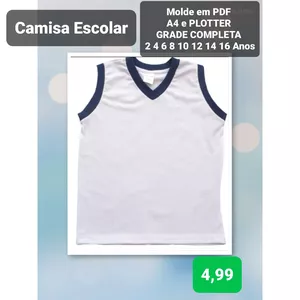 Imagem de capa para o Ebook Molde em PDF Camisa Regata Uniforme Escolar Blusa