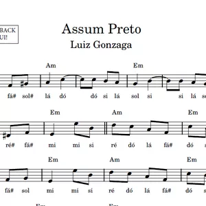Imagem de capa para o Ebook Assum Preto (Luiz Gonzaga) - Partitura Facilitada com Playback