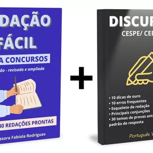 Imagem de capa para o Ebook COMBO "Redação Fácil para concursos" + "Discursiva Cespe/Cebraspe)