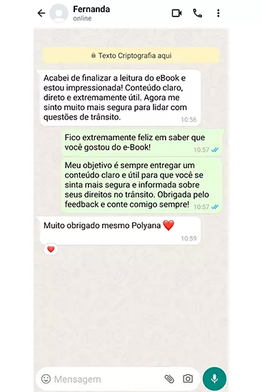 feedback cliente no WhatsApp