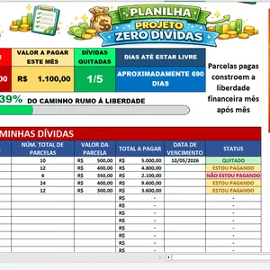 Imagem de capa para o Ebook PLANILHA PROJETO ZERO DÍVIDAS