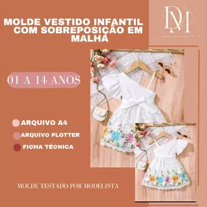 Imagem de capa para o Ebook MOLDE VESTIDO INFANTIL COM SOBREPOSIÇÃO EM MALHA