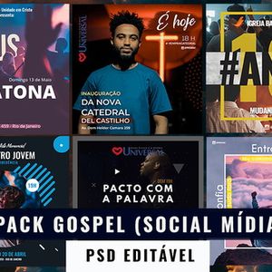 Pack Mídias Sociais Editável - Gospel -75 Artes (PSD)