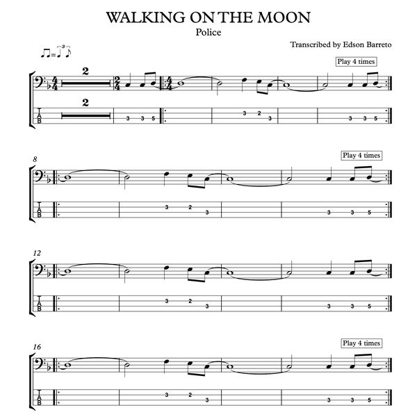 The Police Walking On The Moon Bass Tab Walking On The Moon The Police Bass Score Tab Lesson Edson Renato Vitti Barreto Learn A New Skill Images Icons Pictures Hotmart