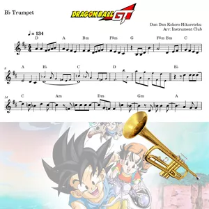 Cover image for Ebook Bb Trumpet Dragon Ball GT Opening Dan Dan Kokoro Hikareteku
