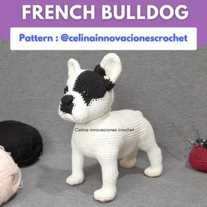 Cover image for Ebook ENGLISH PATTERN PDF FRENCH BULLDOG CROCHET PUPPY AMIGURUMI by Celina innovations crochet