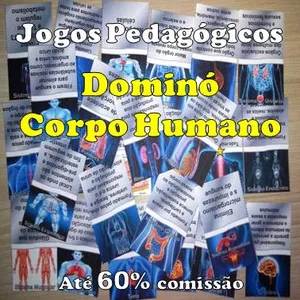 Imagem de capa para o Ebook Dominó Corpo Humano com gabarito e manual de instruções