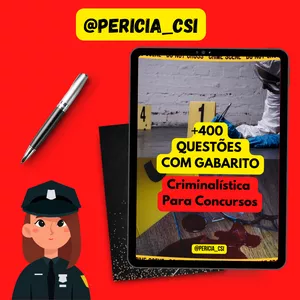 Imagem de capa para o Ebook +400 QUESTÕES DE CRIMINALÍSTICA com GABARITO 