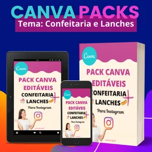 Imagem de capa para o Curso online PACK CANVA - CONFEITARIA E LANCHES
