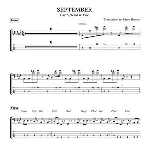 Cover image for Online course SEPTEMBER (Earth, Wind &amp; Fire) Bass Score &amp; Tab Lesson