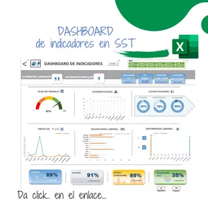 Imagem principal do produto Dashboard de Indicadores en Seguridad y Salud en el Trabajo (salud ocupacional). en Excel